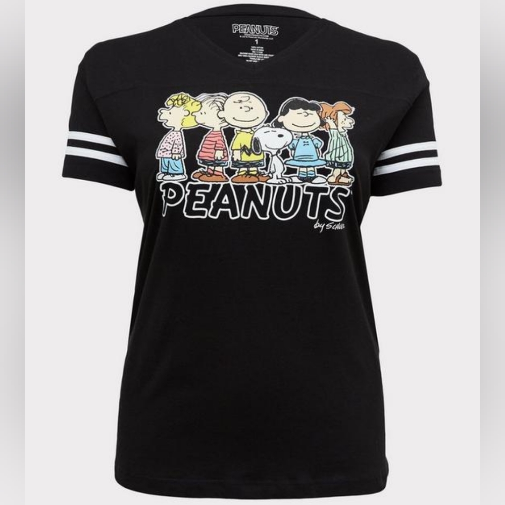 Torrid - Peanuts Charlie Brown & Snoopy Black Football Tee - Picture 4 of 5